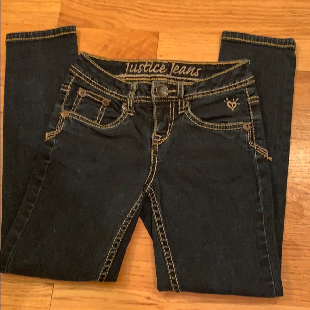 Straight leg girls size 7R Justice jeans.